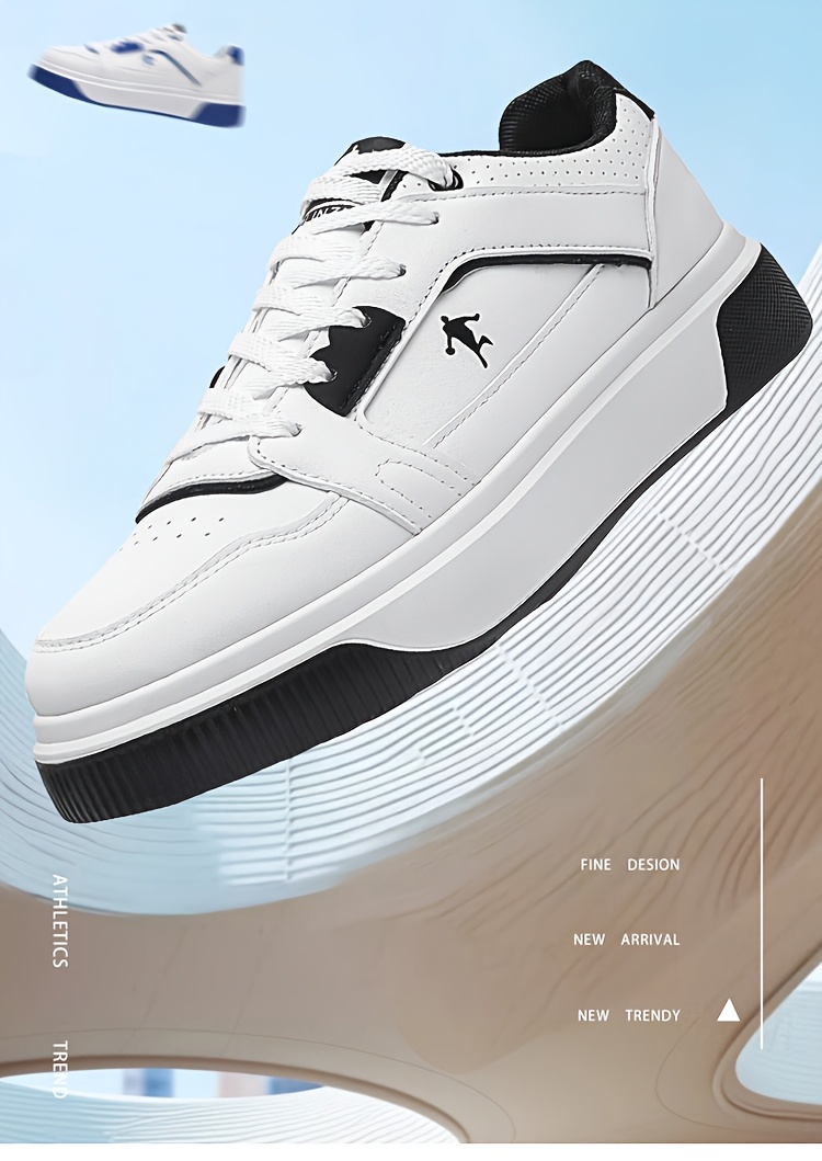 Trendy and Versatile Sports and Leisure Bread Board Shoes for Men | Autumn New Styles for Teenagers, Thick Soled Height Increasing White Shoes, Low Top, Fabric Upper, PVC Sole, Lace Closure, AOPLUS Brand