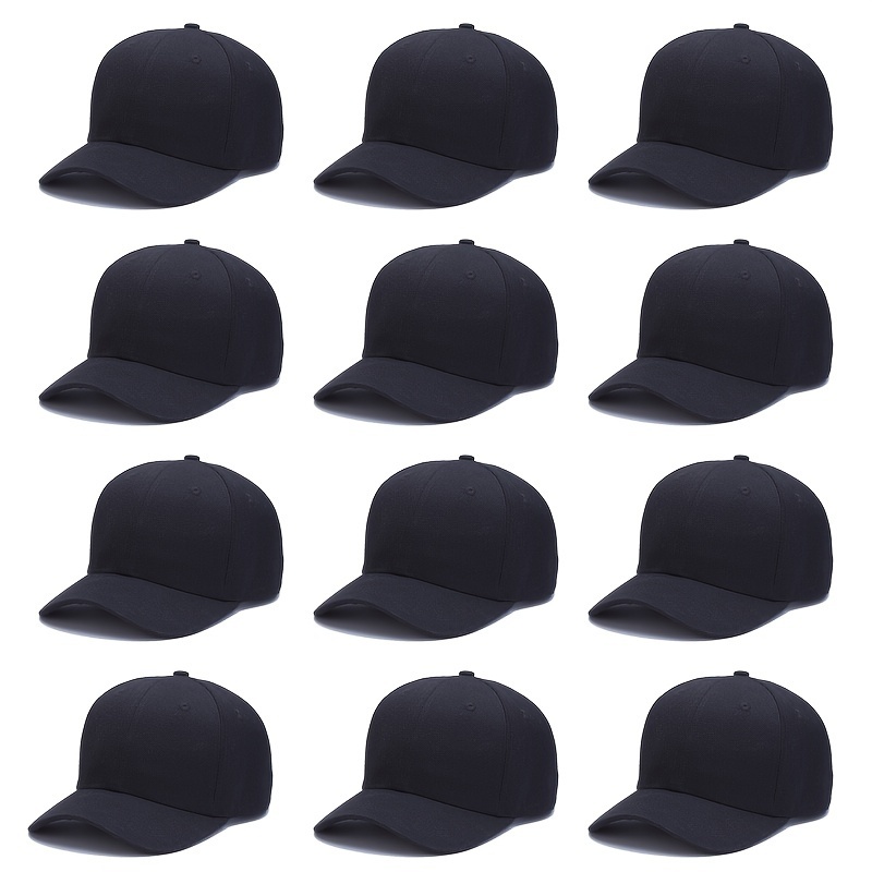 

12-pack Polyester Baseball Caps For Men & Women - Urban Theme Fitted Adjustable Hats With Sun Protection, Woven Craftsmanship, Versatile Style For Seasonal Wear