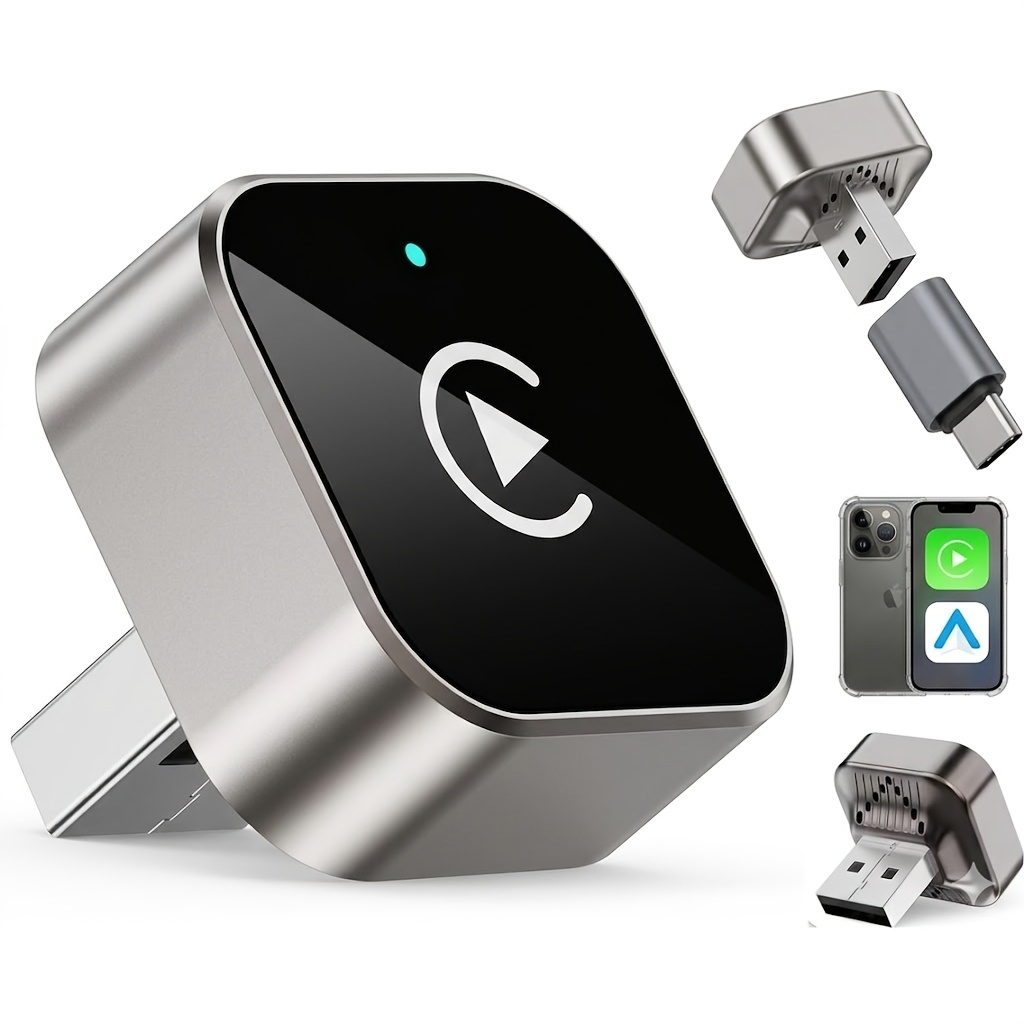TEMU Adapter And Auto 2026 Upgrade Wired Carplay To Wireless, 2-in-1 Mini Usb Design With Fast Stable Connection Carplay For Ios 10+, 11+ Version