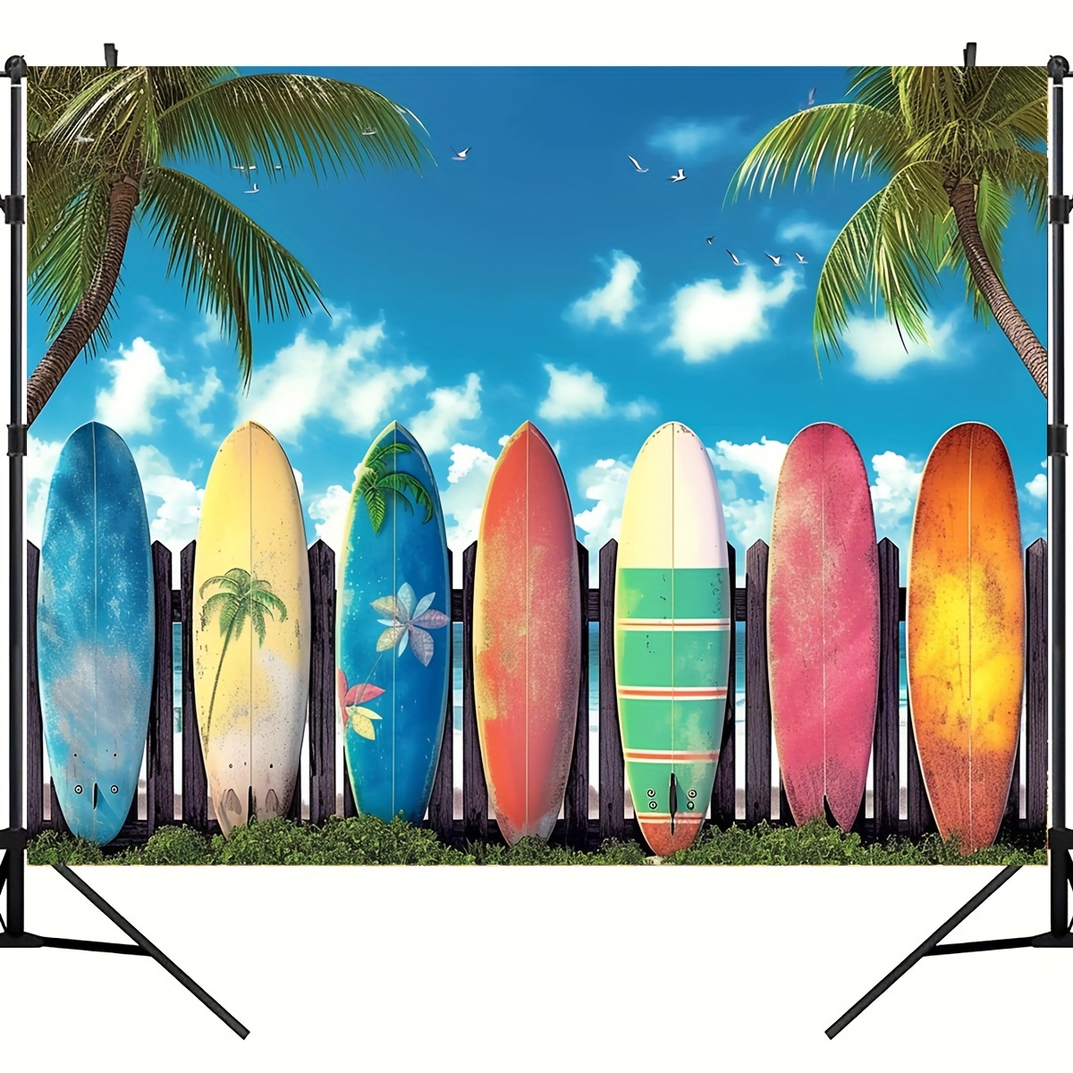 Summer Tropical Beach Backdrop Seaside Island Palm Trees Photography  Background for Picture Blue Sea Sky Sunshine Luau Themed Party Decorations  Photo Booth Studio Props 