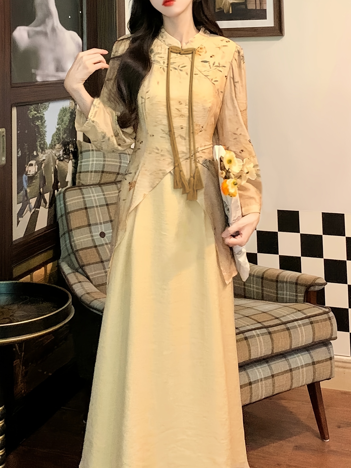long sleeve dress modest Chiffon Wedding Dress with Long Sleeves Modest A-line Square Neck Wedding Dress Edita with Long Chiffon Sleeves 4 US (36 EU) / Ivory
