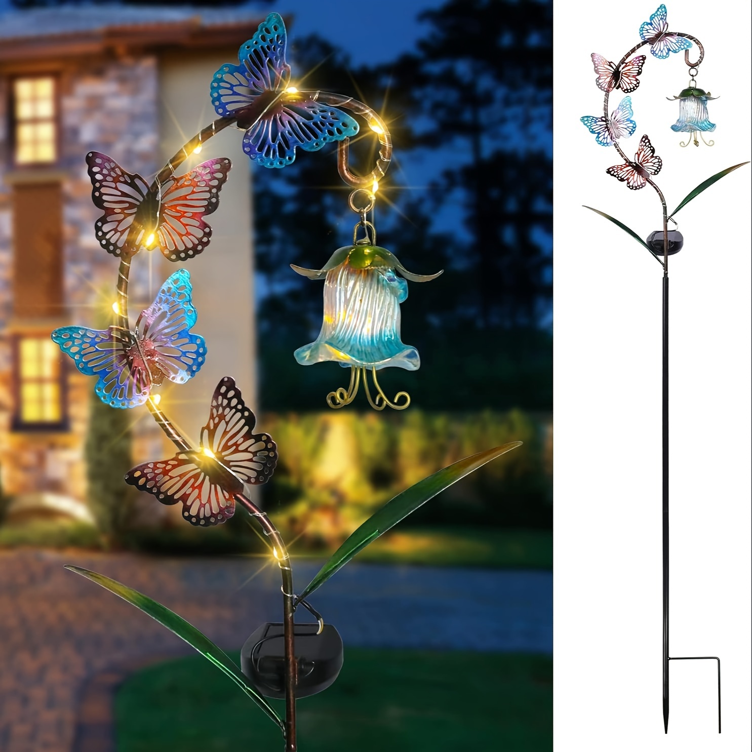 

Solar-powered Metal Lights - Outdoor Decorative Stake With Butterflies & For Lawn, Patio, Yard, And Pathway Lighting, Garden Solar Lights