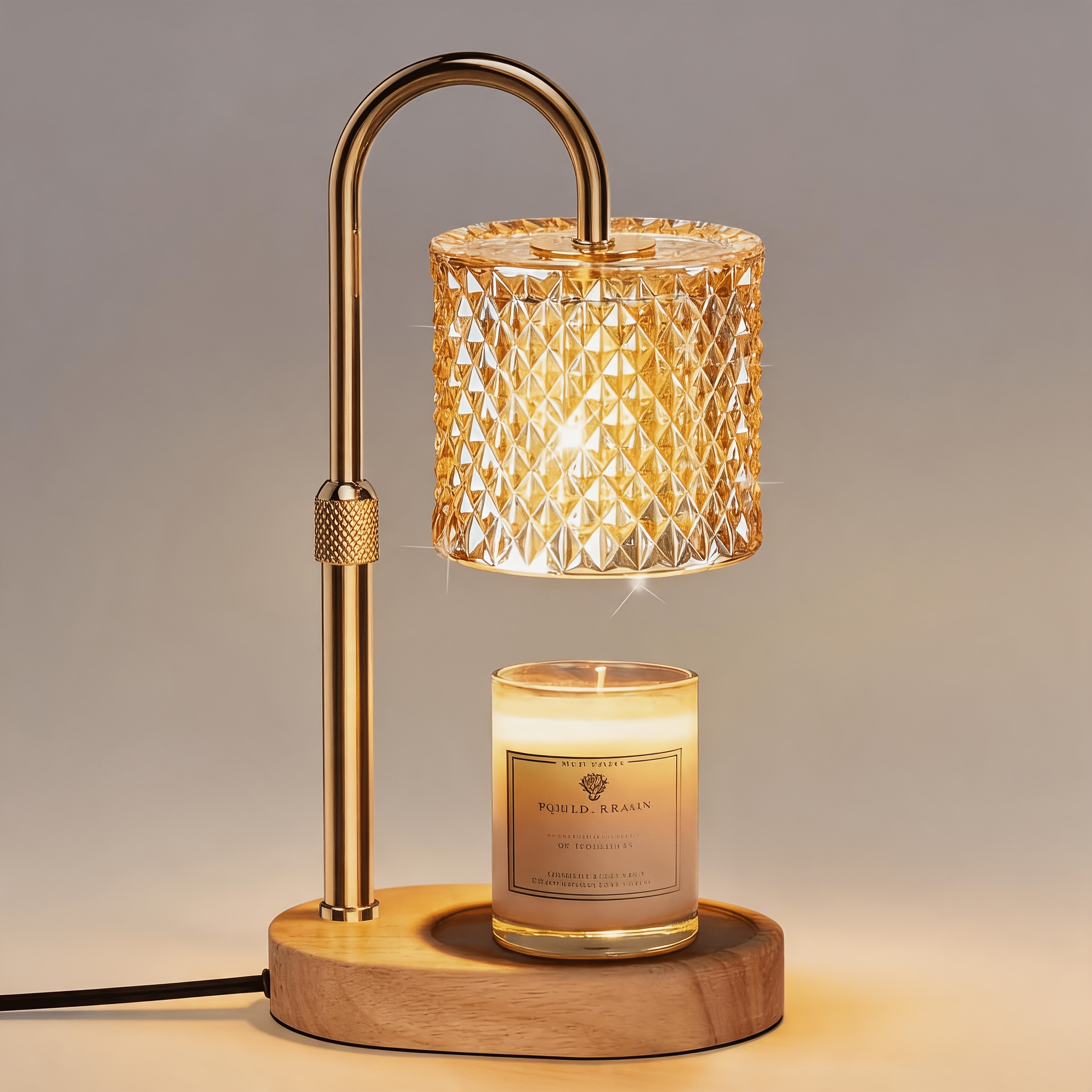 TEMU Adjustable Candle Warmer Lamp, Electric Candle Melter With Wooden Base, Dimmer & Timer Switch, Flameless Candle Heater For Home Decor, Bedroom &
