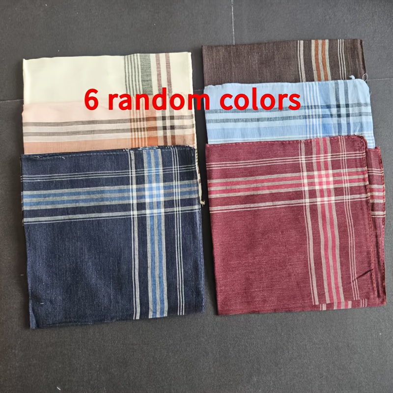 Image of (')6pcs Random Color Handkerchiefs - Lightweight Quick-dry For Weddings, Hiking & Daily Use (groomsmen Gifts, Reusable & Washable)