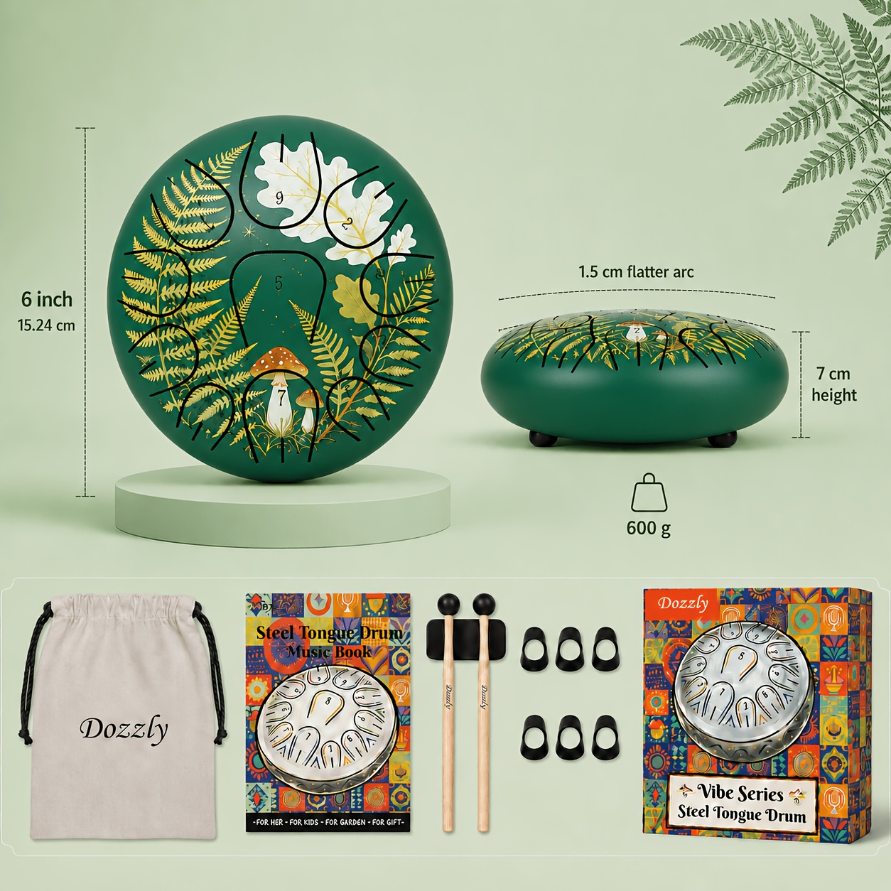 TEMU 5 Exquisite 11-tone 6-inch Steel Tongue Drum Featuring Beautiful Uv- | Rain Drum For Yoga, Meditation, Garden Decor For Outside, Musical