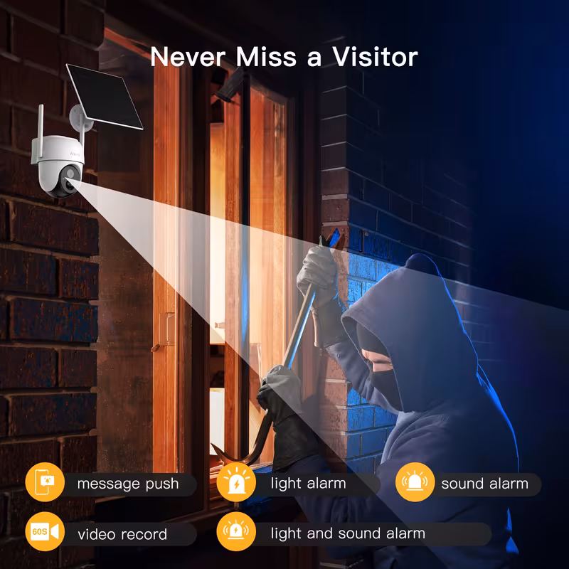go2t 1296p fhd 3mp fhd security camera wireless outdoor ptz solar wireless security camera with ai human detection wire free battery solar powered color night 2 4g wi fi 2 way audio prevent damage cloud storage outdoor Product details 3