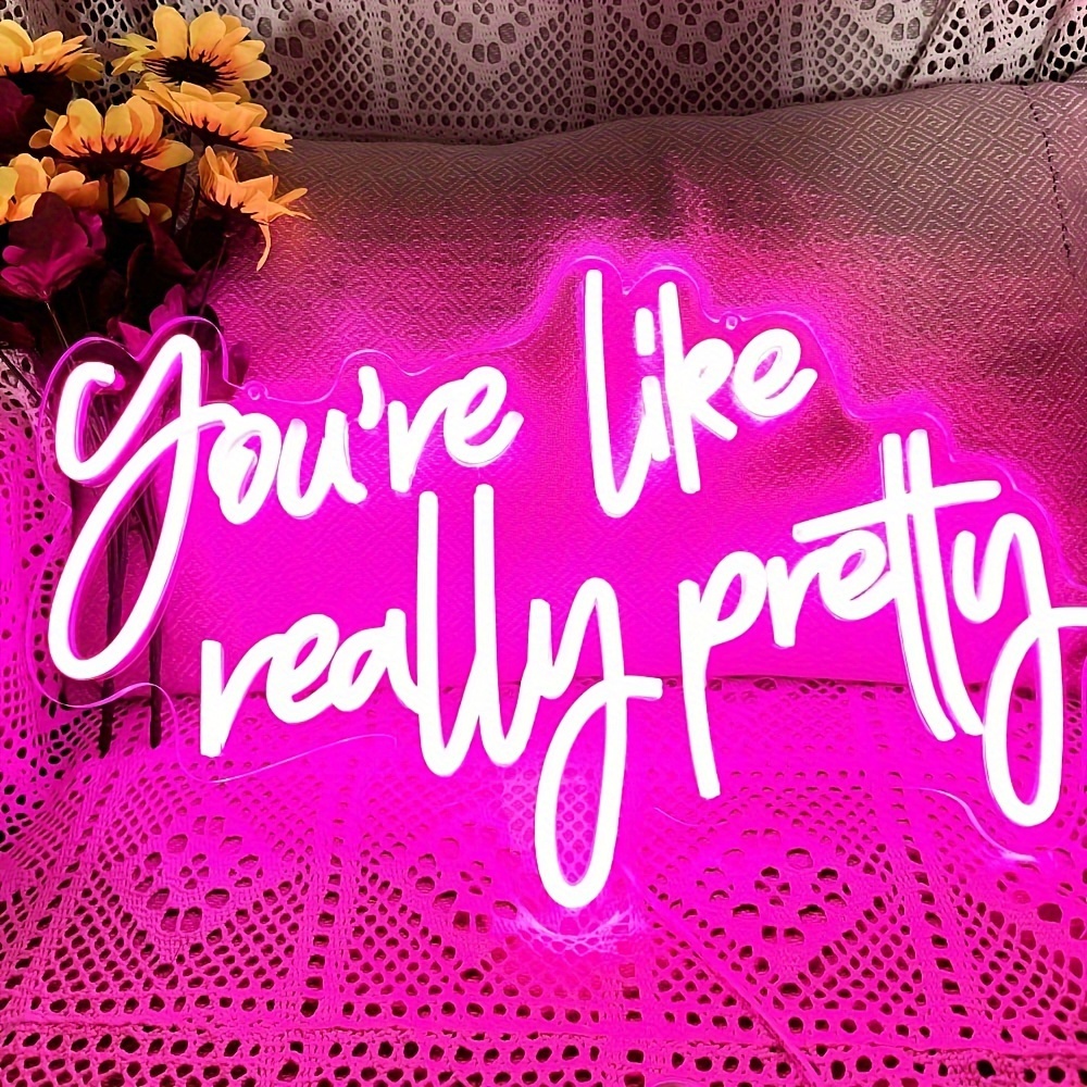 

1 Pc You Are Like Really Pretty Neon Sign Pink Room Decor Led Neon Signs Wall Decor For Bedroom Bachelorette Party Teen Girls Room With Dimmable Switch Usb Power (16.9 * 10.6inches)