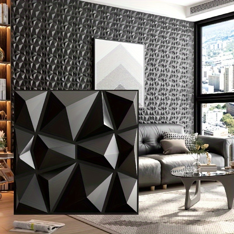 

30pcs 3d Diamond Texture Pvc Wall Panels - Perfect For Living Room, Bedroom, Kitchen, Tv Background, Hallway & Office Decor, 11.8x11.8 Inches