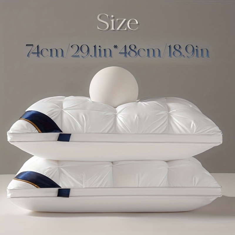 2pcs/1pc Luxury 5-Star Hotel Quality Pillows - 800G Deep Sleep Neck Support, for All Season Anti-Slump Core, Hypoallergenic Polyester Fabric for Home And RV Bedrooms, Hotels, Suitable for All Seasons, Bed Pillows - Bedding