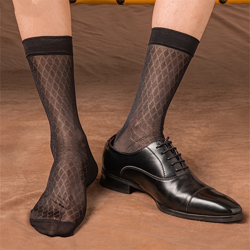 sheer dress socks for mens Men Breathable Silky Business Formal Ultrathin Tube Socks These beautiful under the calf socks have a reinforced heel and toe cap Deago Mens Ultra Thin Silk