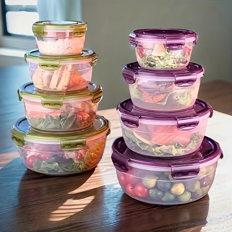 

Stackable Refrigerator Organizer Set, Kitchen Food Storage Containers, Plastic Fresh Produce Bins For Office, Microwave And Dishwasher Safe, 1 Set With Multiple Sizes For Fruits And Vegetables.