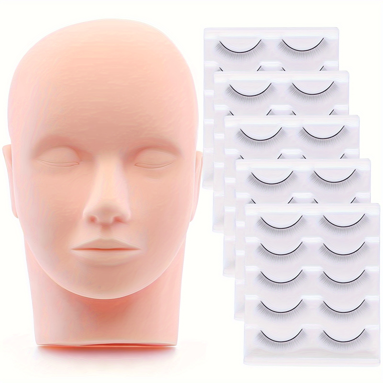

Lash Mannequin Head, Practice Lashes Strips For Training Eyelash Extensions And Makeup Mannequin Face Soft-touch Rubber Practice Head Easy To Clean Reusable Eyelash Practice Kit