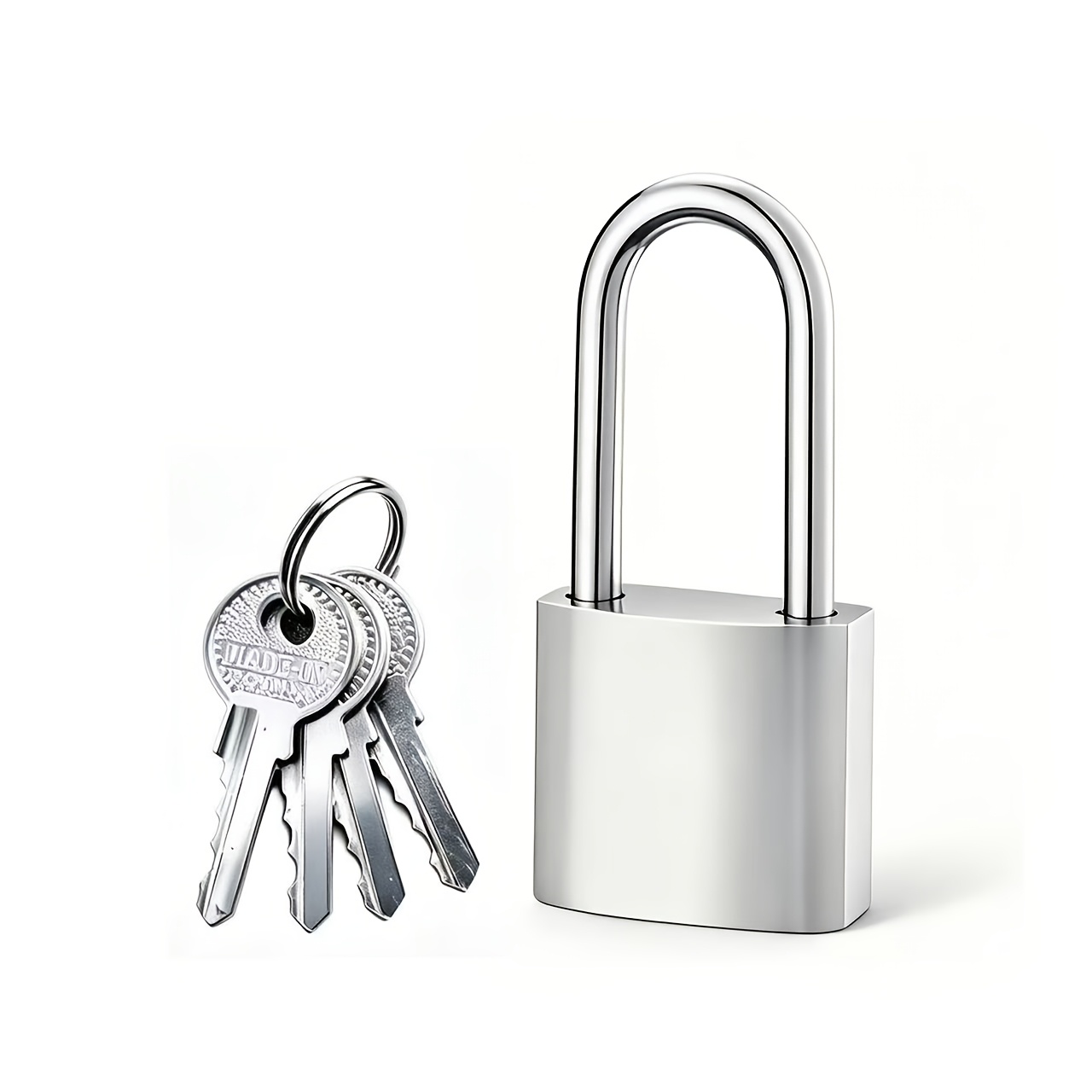 TEMU 5pcs Set (1pc Padlock And 4pcs Keys) Heavy-duty Stainless Steel Padlocks, High-strength Steel Material, Sun Protection And Rust Protection,