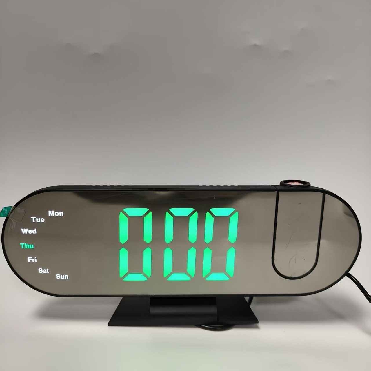 TEMU Projection Clock With Color-changing Effects, Large Led Mirror-screen Digital Alarm Clock, Modern Bedroom Decorative Table Clock, Suitable For