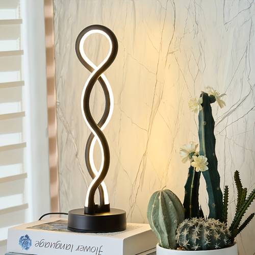 1pc modern minimalist table lamp usb powered button dimming with wavy led lighting aluminum body and silicone shade iron non slip base suitable for office desk office living room bedroom bedside clothing store lighting bedside lamp bankers lamp style durable structure table lamp