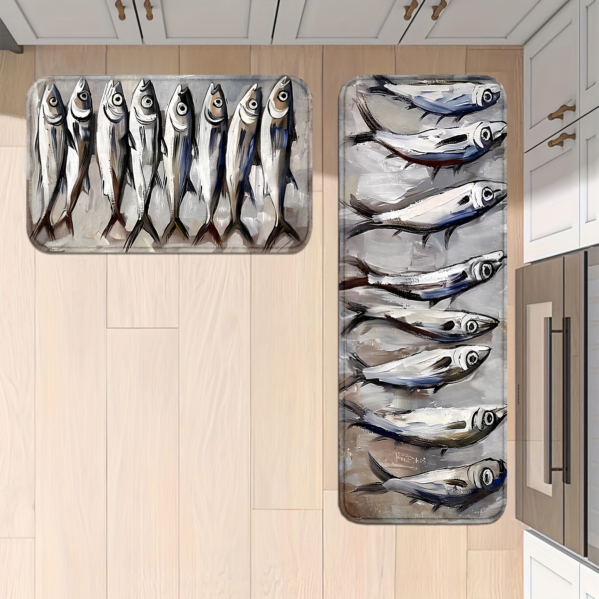TEMU Tapis de cuisine poissons 1,2 cm, antidérapants et durables, coussinets de salle de bain, tapis de course confortables, tapis pour cuisine,