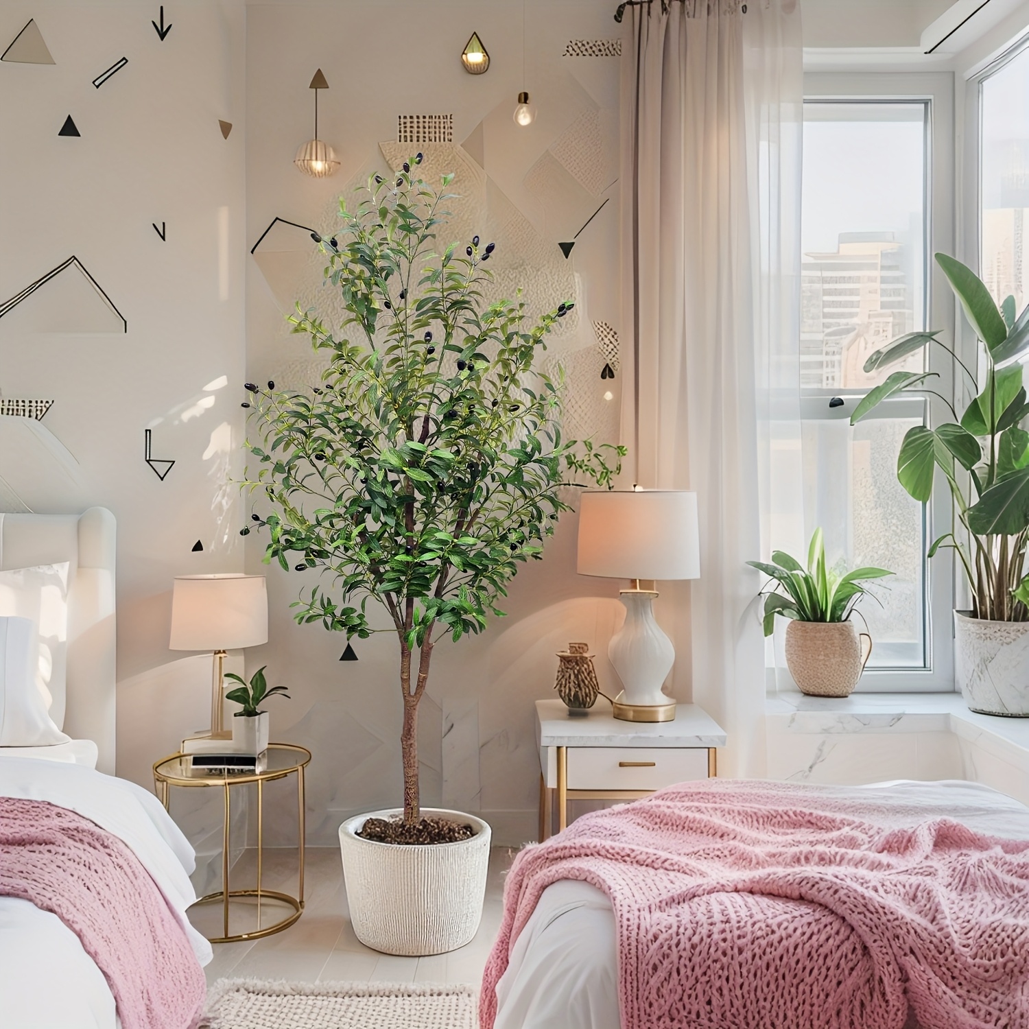 182.88cm Artificial Olive Tree with Planter, Tall Faux Olive Tree Decor Featuring Large Branches, Perfect for Indoor Home, Office Corner, And Floor Decoration