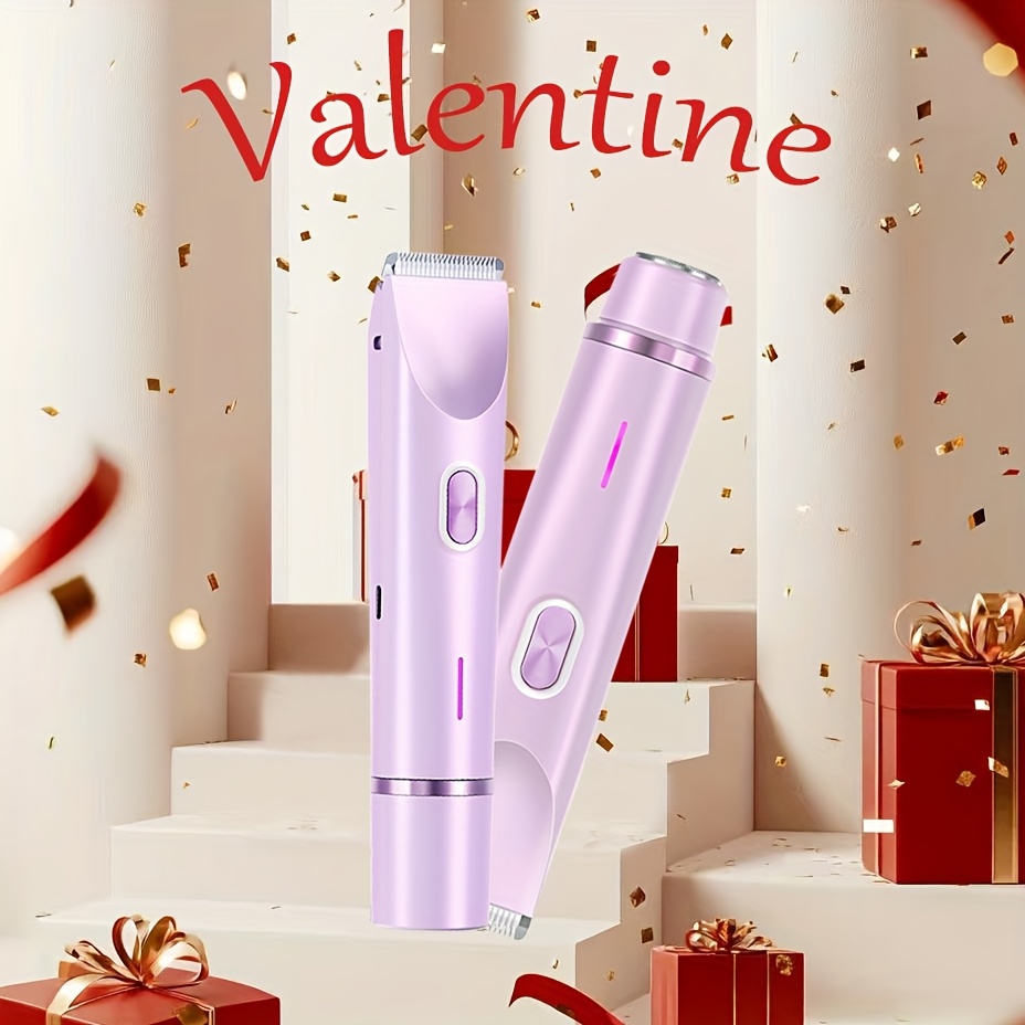 

Dual-head Shaver, , Bikini Trimmer With Limit, Hair Trimmer, Women's Shave Comb, For Face & & Thighs & Body, Purple, Valentine's Day Gift