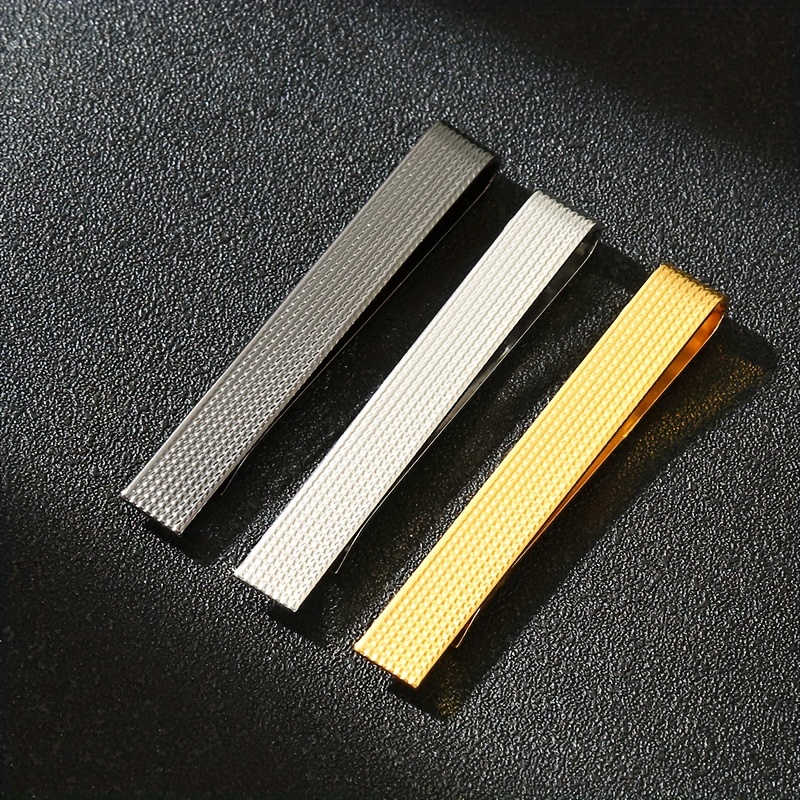 

Set Of 1/3pcs Men's Tie Clips With Curved Design, Made Of Copper, Suitable For Business Shirts, Tight Tie Set, 2.2 Inches