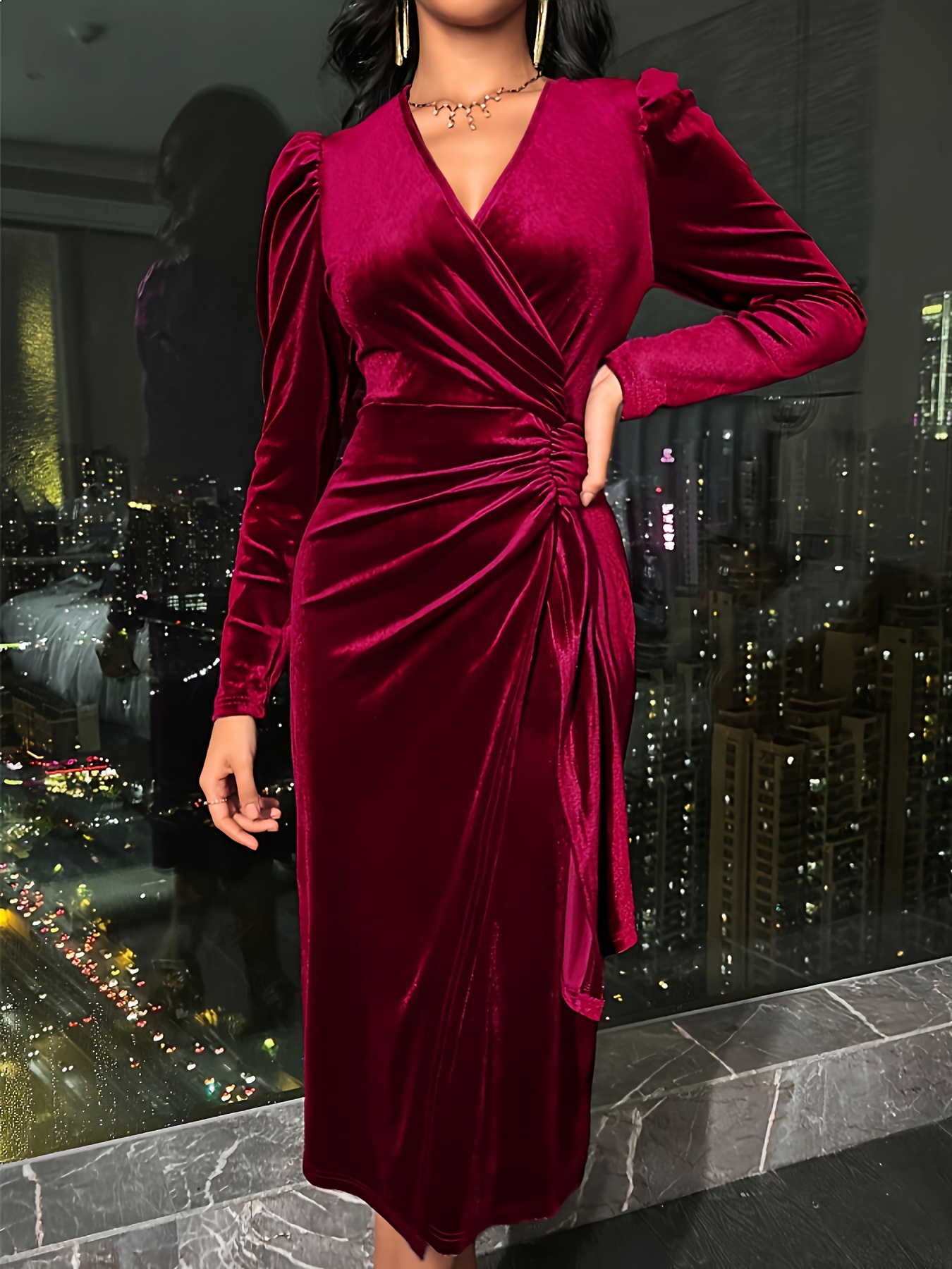 women's fall dress for wedding guest Out On The Dance Floor Emerald Green Velvet Maxi Dress – Shop the Mint main image 0