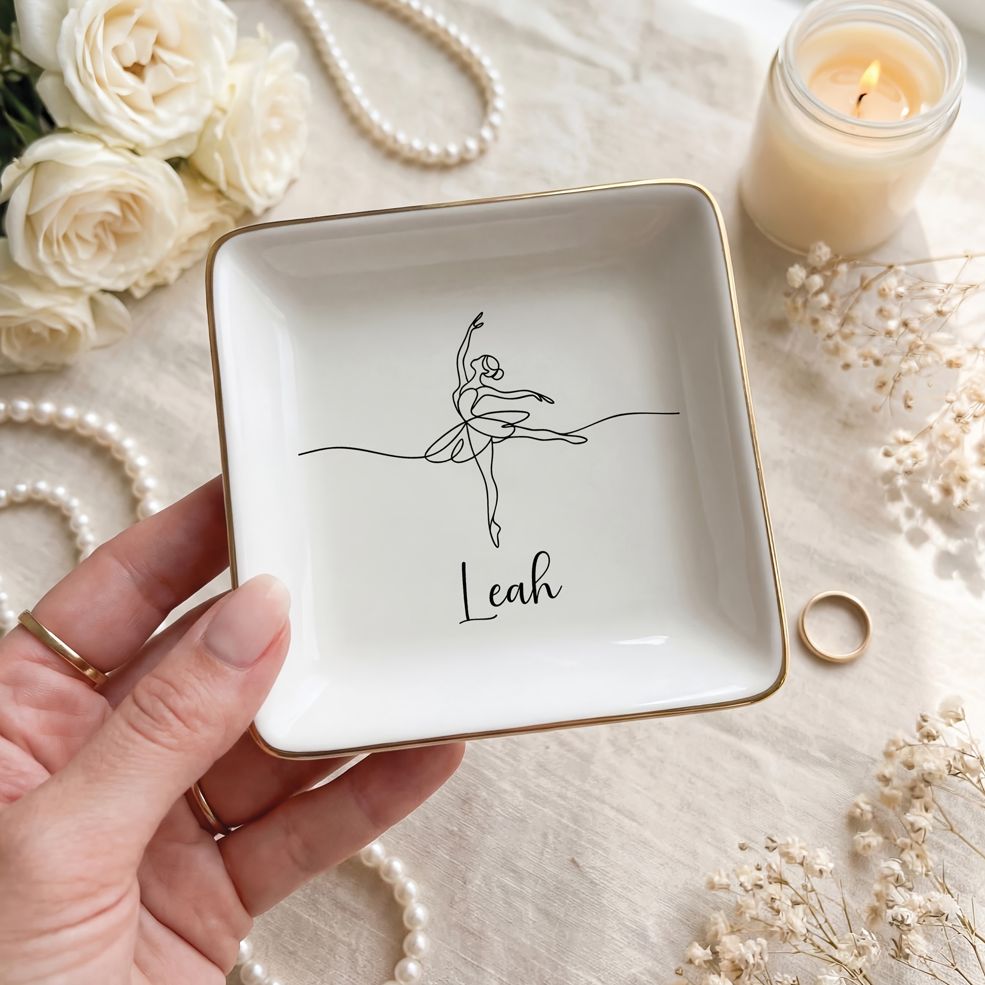 TEMU Personalized Dish With Name, Custom Ceramic Trinket Tray, Unique Gift For Ballet Lovers, Bridesmaid Proposal Gift, Dancer Birthday Present,