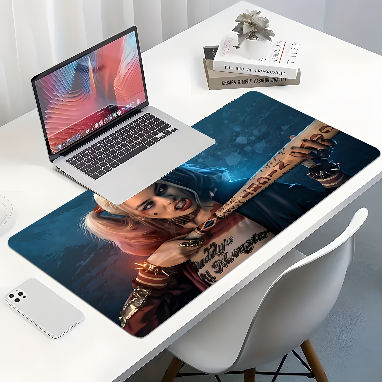 TEMU . 1pc Thickened Wear-resistant Mouse Pad And Keyboard Mat | With Baseball Bat - Premium Material, Smooth Operation, Lock-stitched Edges,