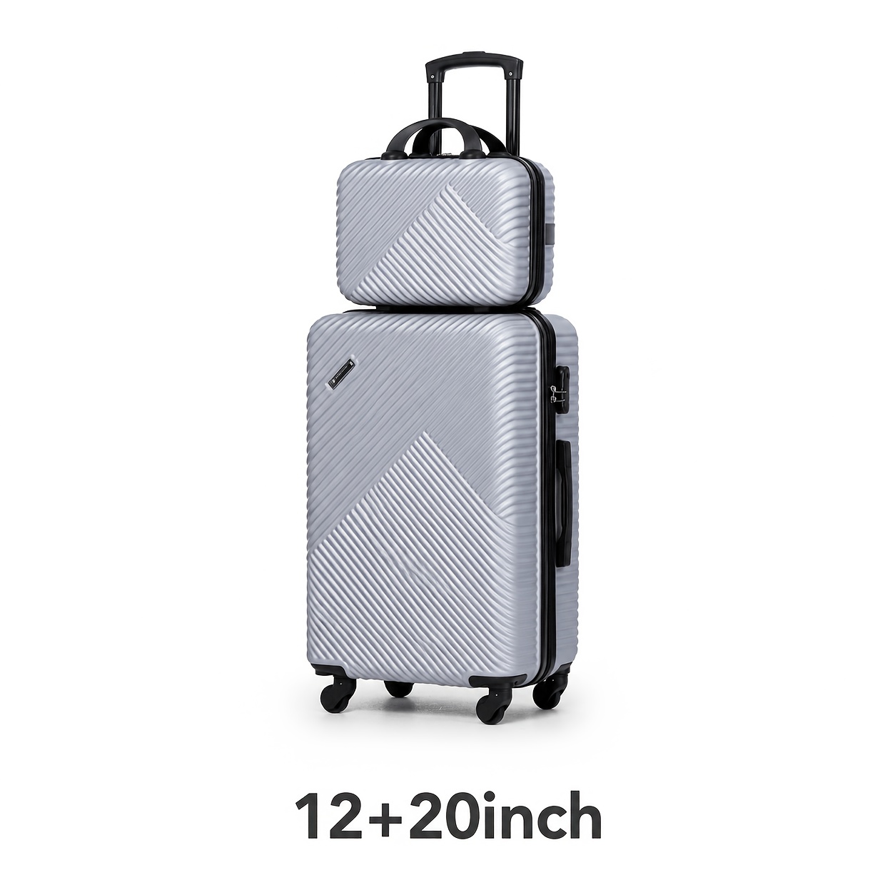 12+20in, 2pcs Luggage Set, Cosmetic Bag (12/20 Inch) Trolley Case Set, Material Abs, Hard Shell Case, 4 Wheels, Combination Lock, Non-tsa Lock.