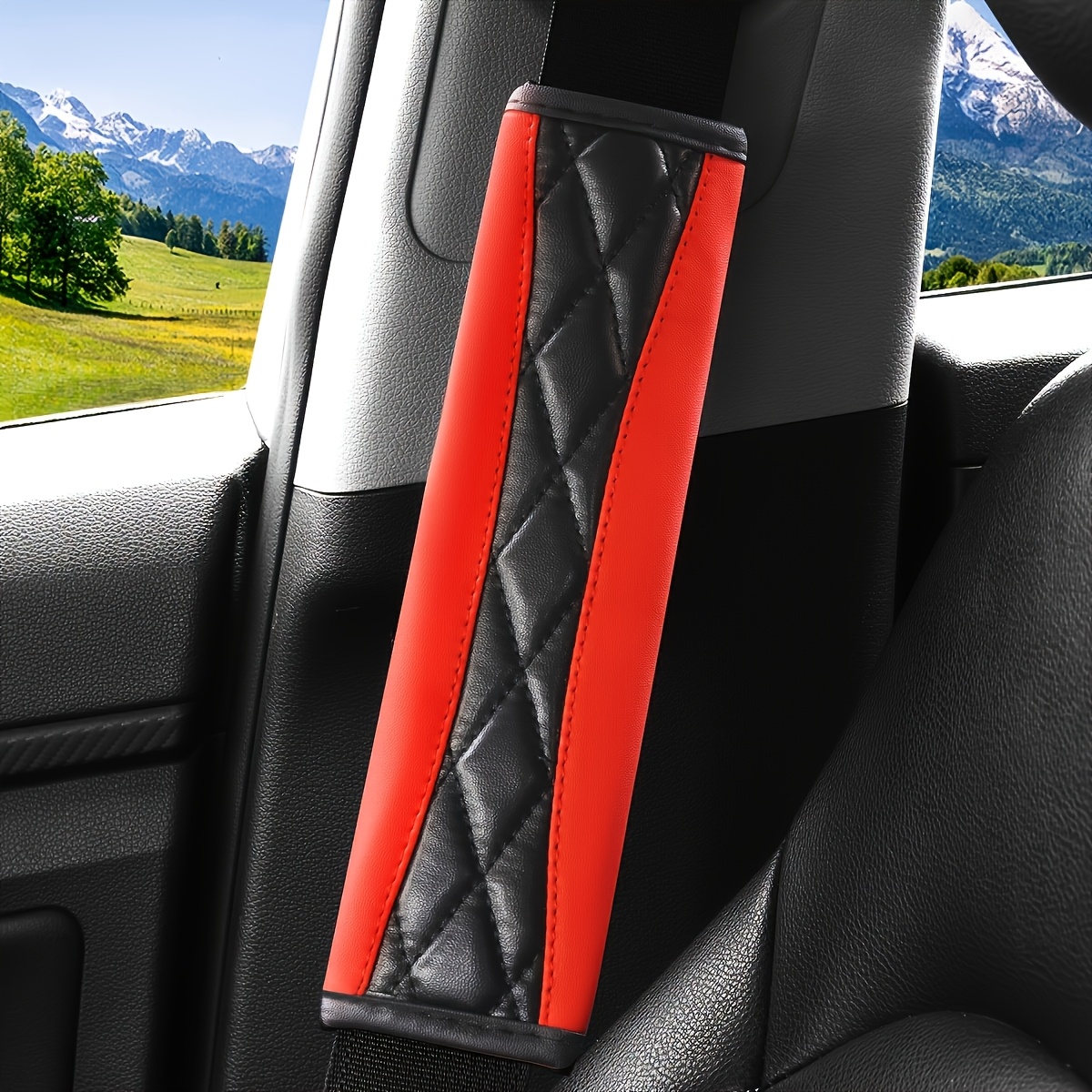 TEMU Car Safety And , Car Seat Belt Shoulder Cover, Universal Artificial Leather Seat Belt Cover With Shoulder Pad