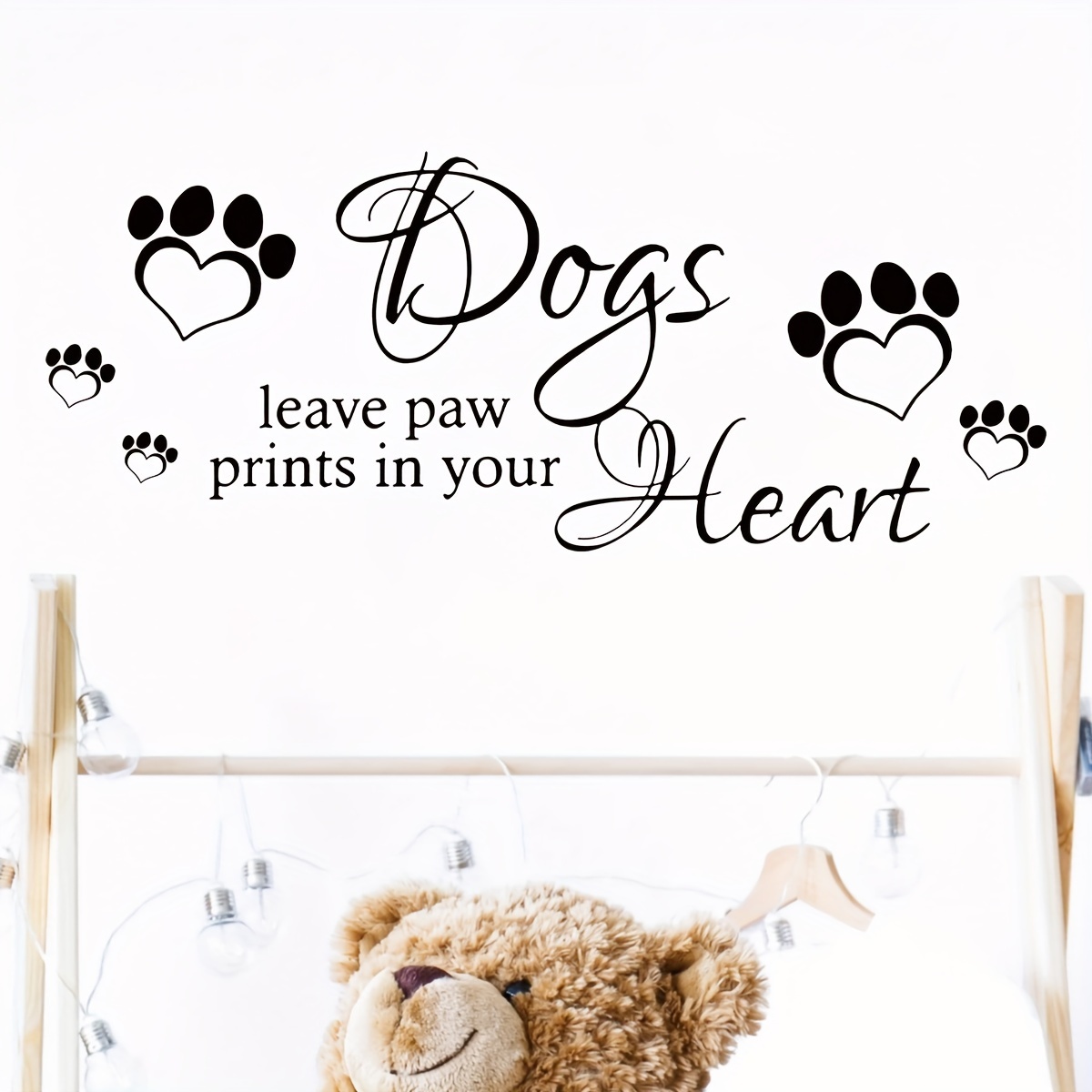 

1pc Creative Wall Sticker, Dogs Leave Paw Prints In Your Heart Slogan Print, Removable Self-adhesive Wall Sticker For Bedroom, Entryway, Living Room, Porch, Home Decoration