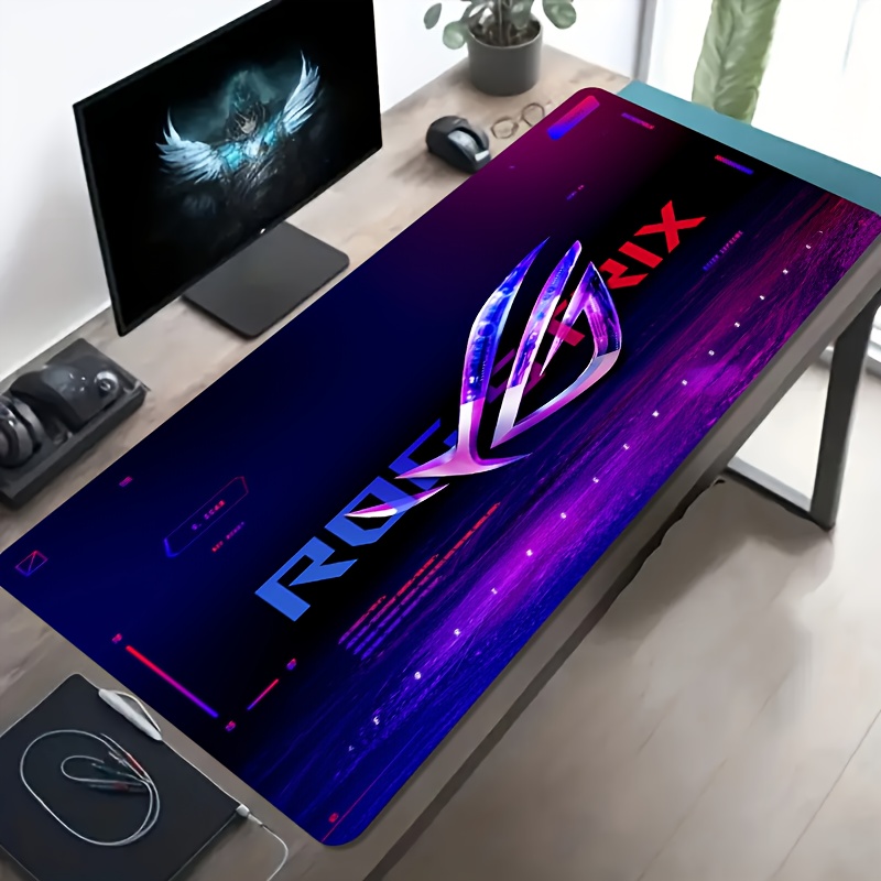 1pc Large Gaming Mouse Pad with Glowing Neon Gradient Design, Non-Slip Rubber Base & Washable Surface - Oversized Desk Mat for PC, Computer, Office & Gaming Setup - Ideal Gift for Gamers (Blue/Purple/Pink) - Durable Desk Accessory for Work & Play