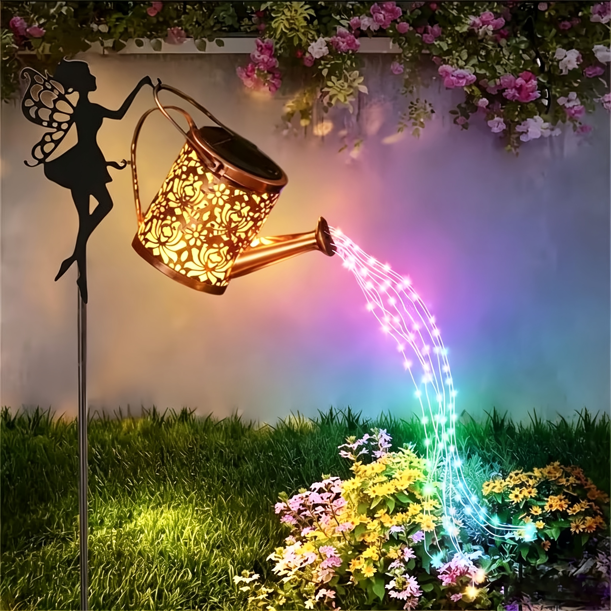 TEMU Solar Courtyard Decorative Lamp, Solar Garden Lamp, Colorful Fairy Floor Lamp, 58led Lamp, Adjustable Height, Ip65, Suitable For Lawn Solar
