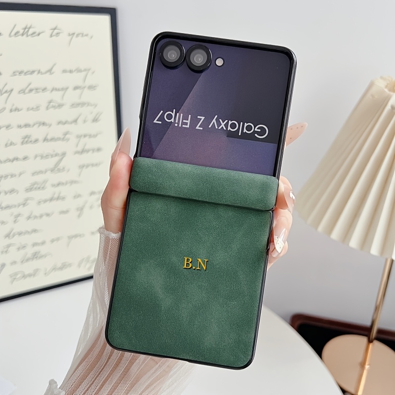 TEMU Phone Case: 1pc Custom Phone Case, Mid-axis Lambskin, Suitable For Folding Phone Cases: Galaxy Z Flip 7, Galaxy Z Flip 7 Fe, Galaxy Z Flip 6,