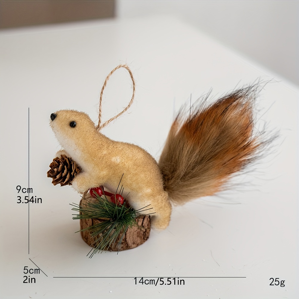 TEMU Christmas Tree Ornaments - Squirrel Hanging Decorations, Artificial Wood/plastic/fabric, No Battery Required