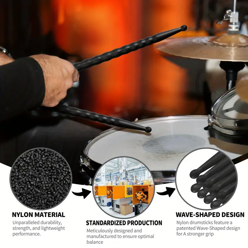 ARLX Carbon Fiber Drumsticks – 5A Size – 2 Pair (4 Sticks) – Black Wave