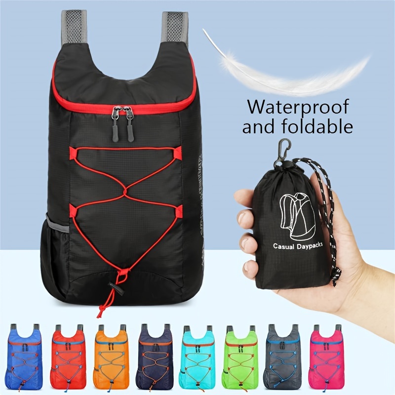 

1pc Foldable Lightweight Internal Frame Backpack With Cord Design, Machine Washable, Solid Color, Sports Theme, Normal Waterproof Oxford Cloth With Zipper Closure, Soft Shell For Camping