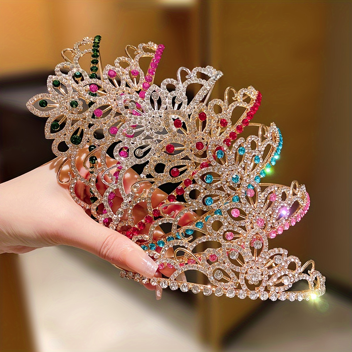 

Lemon Elegant Girls' Crown Headband With Rhinestones - , Resin Material