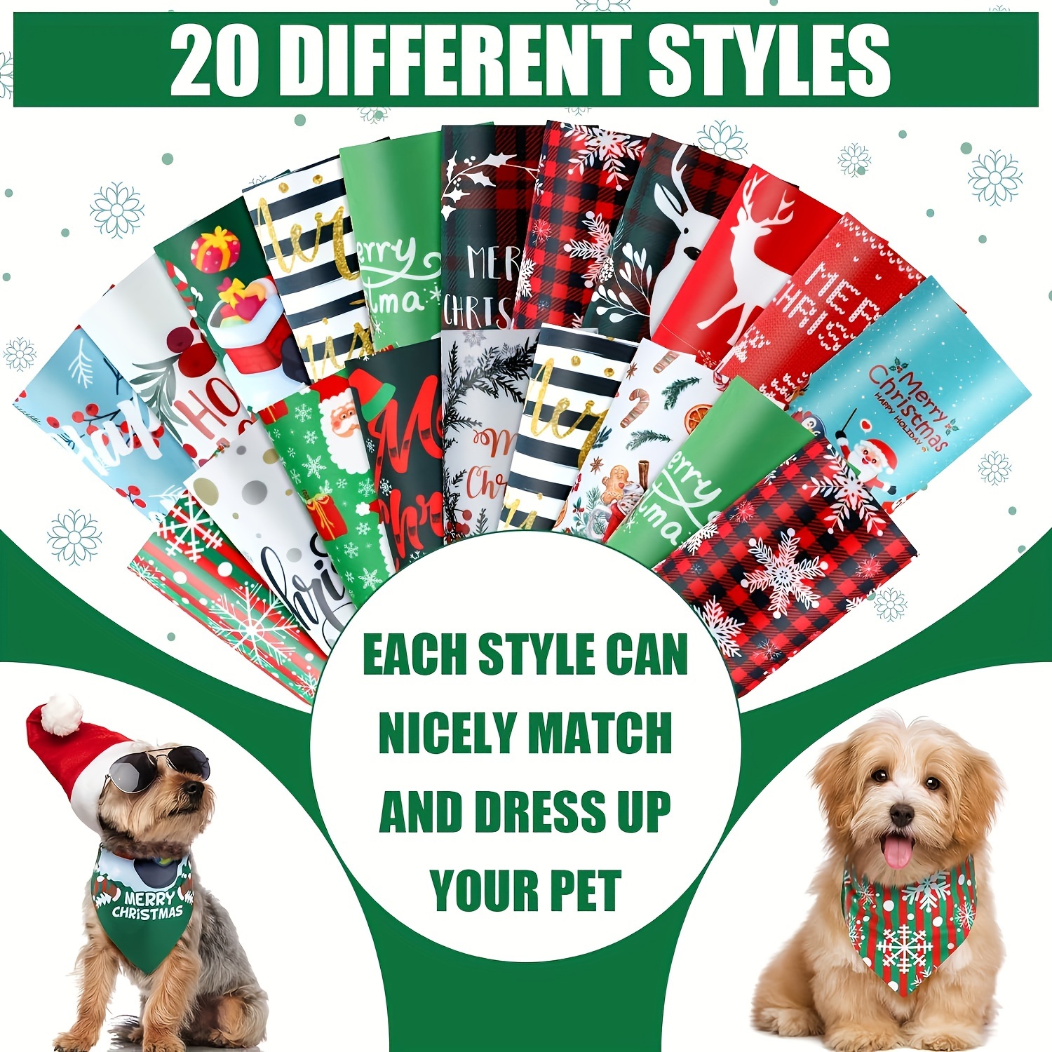 20-pack Of New Christmas Pet Scarves