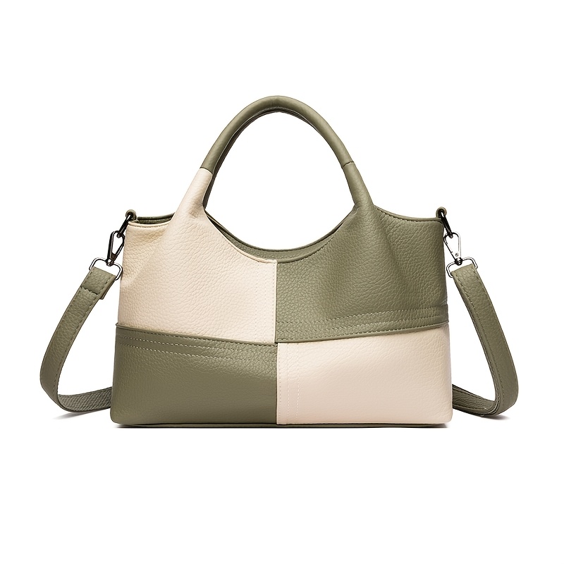 Green & White Color Block Bag