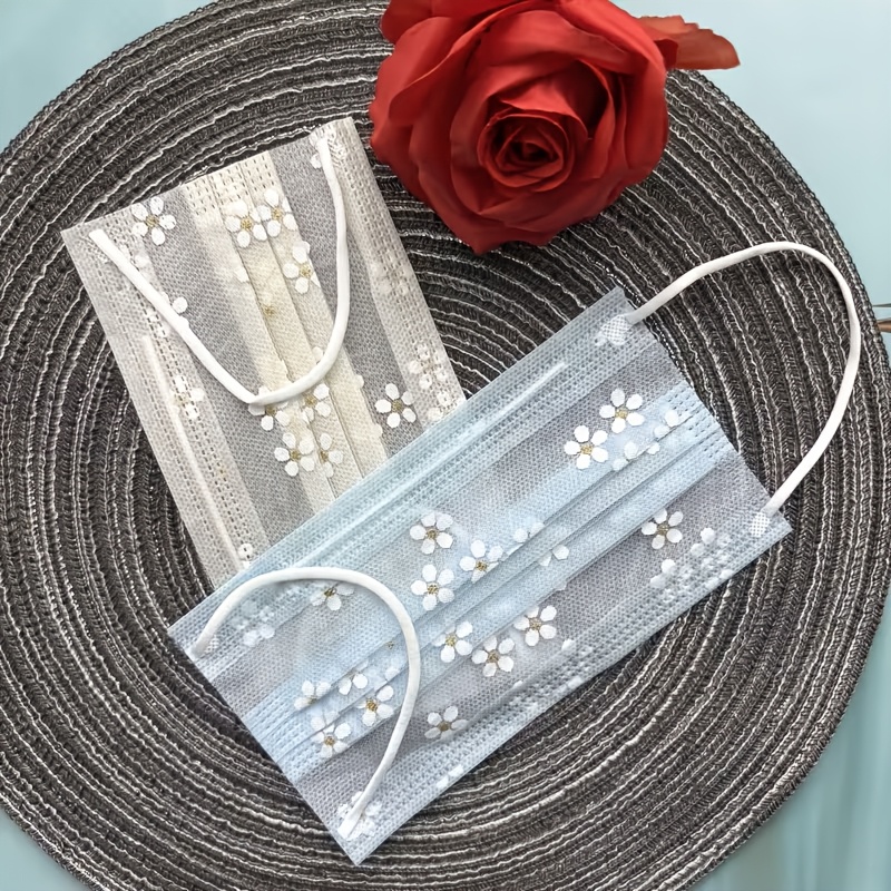 24pcs Sakura Face Masks, Breathable Disposable Ear Loop Masks