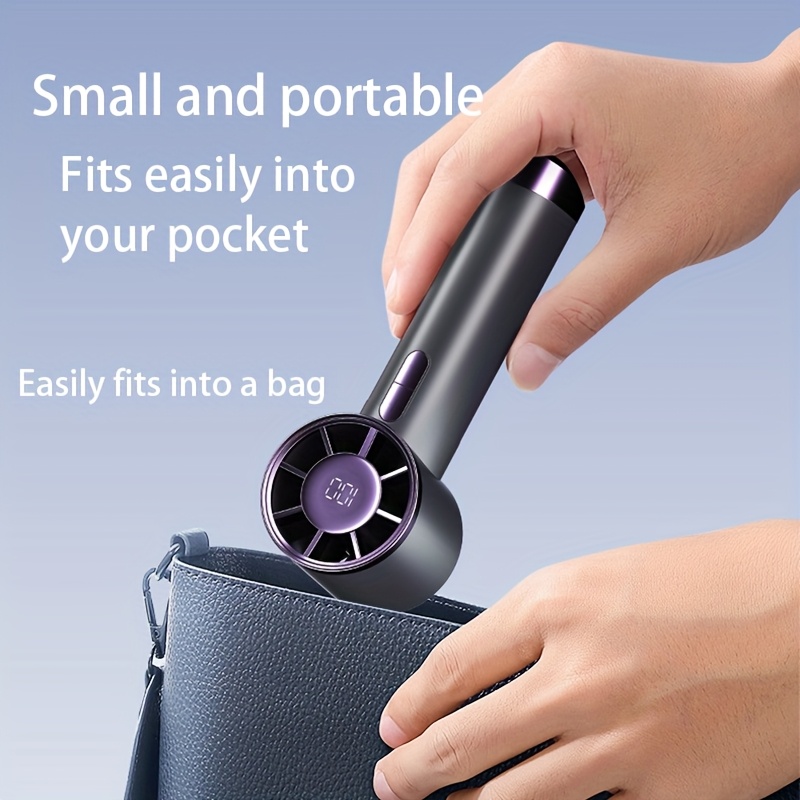 compact 5 speed usb rechargeable handheld fan with quiet powerful mini fan 3000mah battery type c lanyard outdoor home use gifts fan portable details 7