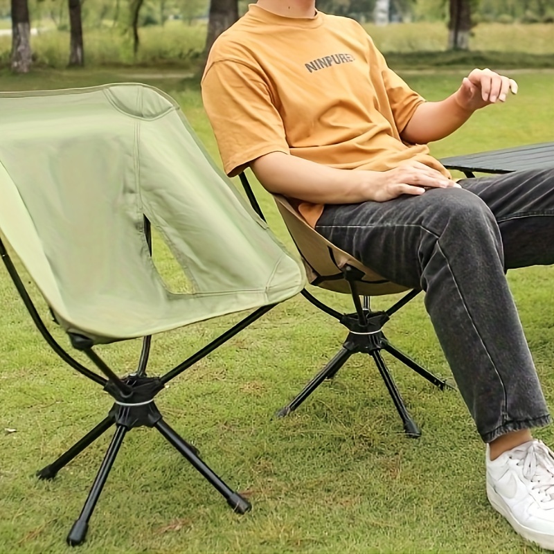 Outdoor Folding Chair 360 Degree Rotating Moon Chair Ultra Light Portable  Aluminum Alloy Chair Camping Barbecue Beach Chair - Sports & Outdoors - Temu