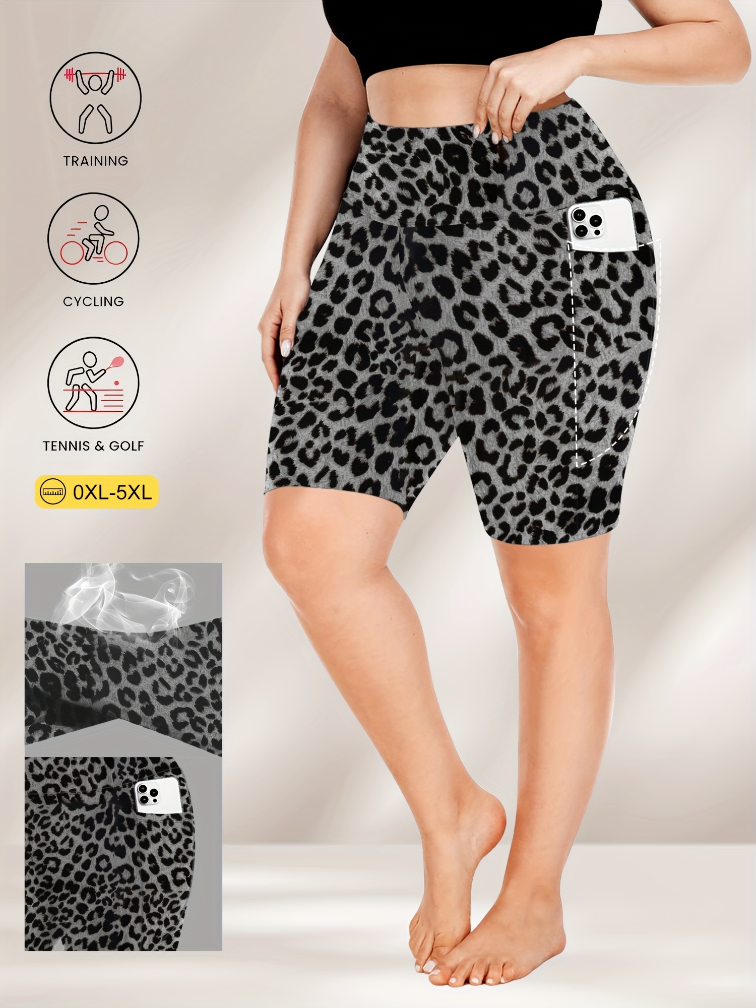 Plus Size - Women'S Plus Size High Waist Crescent Pocketed Shorts - Stretchy, Comfort Fit, Casual Summer Style with Plump Design, Breathable Fabric for Everyday Wear, Plus Size Shorts