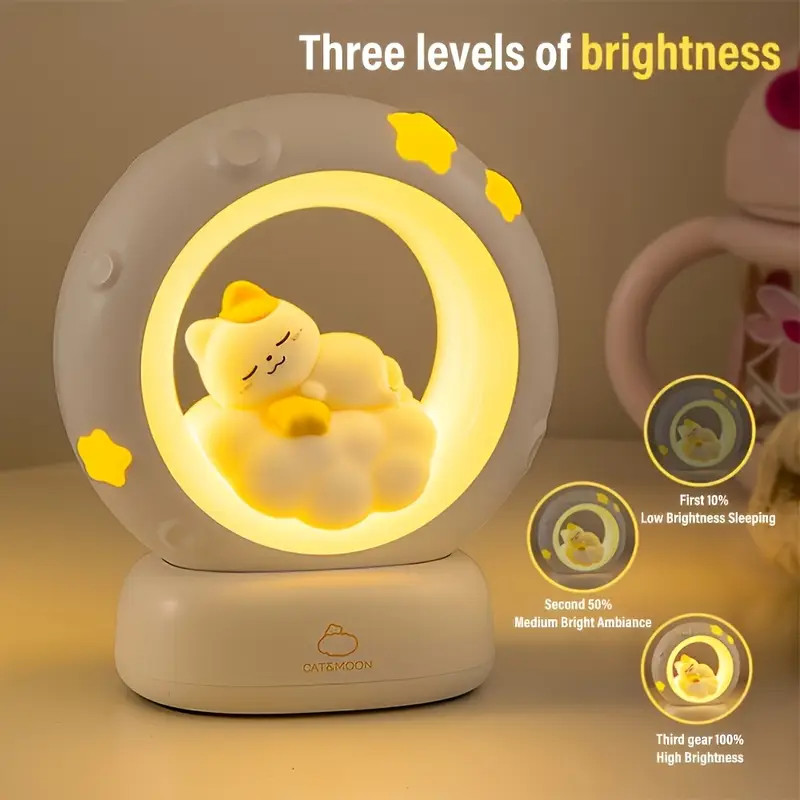 1pc sleeping lamp usb rechargeable companion sleeping lamp dimming table lamp 3 levels of brightness adjustment soft decompression lamp decorative cute sleeping bedside lamp for bedroom living room holiday gift Product details 2