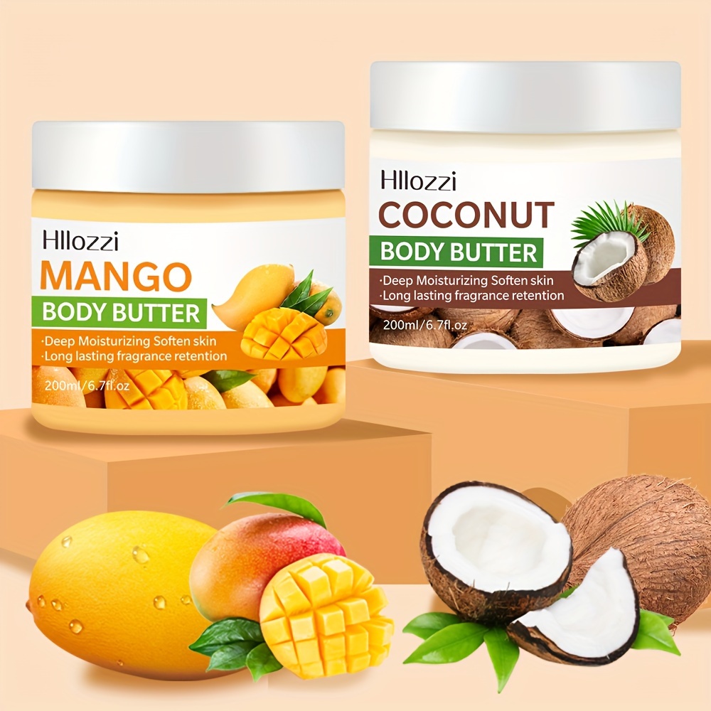 

200ml/6.7fl.oz Mango/coconut Body Butter Body Lotion Moisturizing Lotion, Locks In Moisture And Hydrates The Skin, Long-lasting Fragrance, Nourishing Body Lotion, Dry Skin Moisturizer