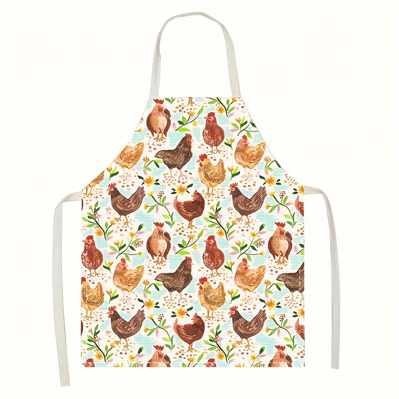 

1pc Cartoon Cute Chicken Pattern Sleeveless Apron, Home Kitchen Special Overalls, Colorful Printed Bib Apron, Cooking Apron, Kitchen Supplies