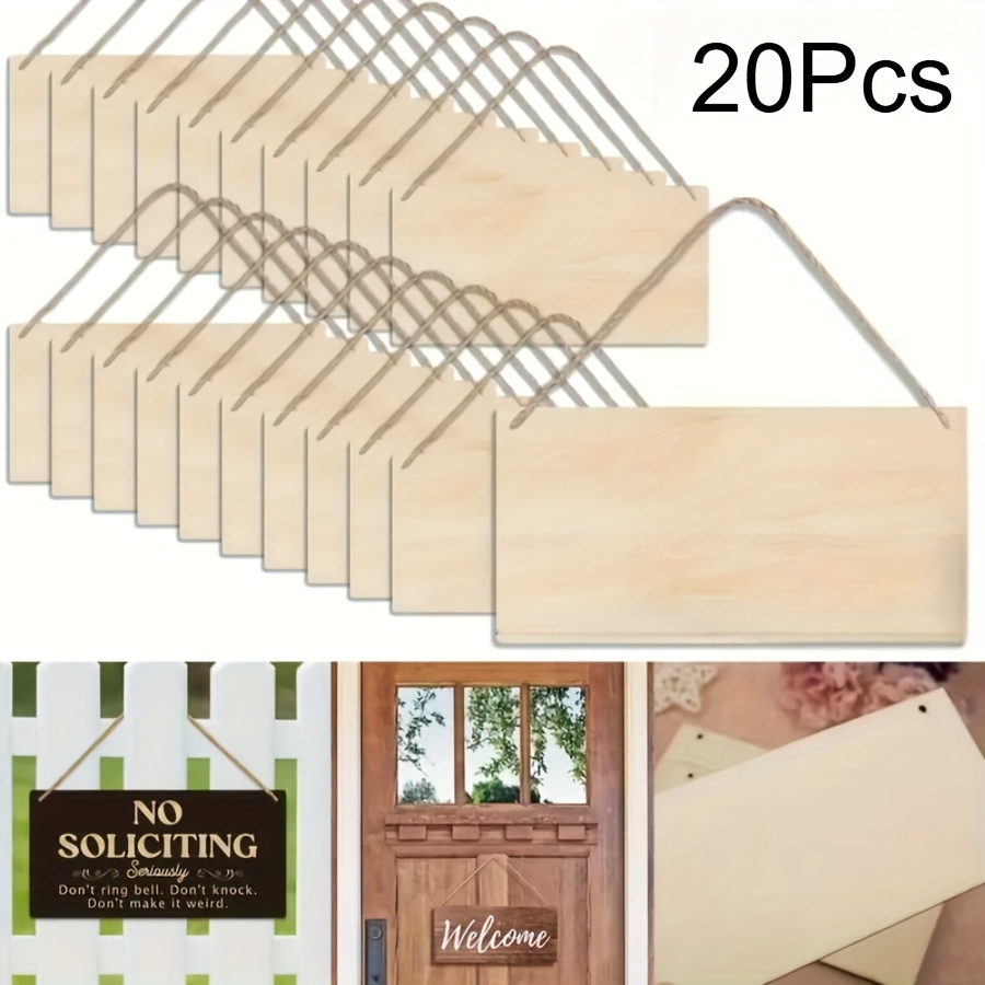 TEMU 20/40/60pcs, Rectangular Hanging Wooden Pieces, Wall Art Decoration With Ropes - Pre-drilled Holes - , Suitable For Graffiti Painting, Carving,