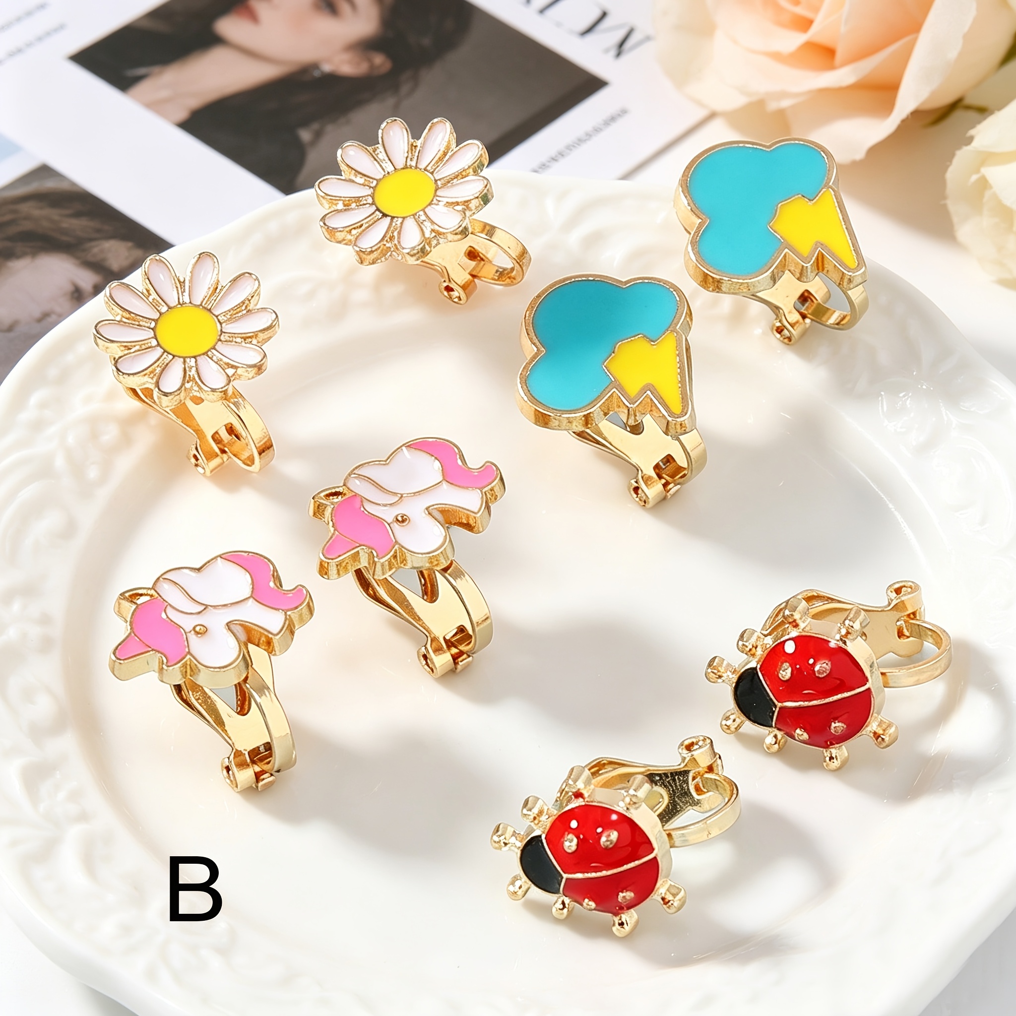 TEMU 4pcs Set Of Exquisite 3d Animal Ear Clips, Made Of Alloy, Includes Soft Ear Pads For -free Wearing, Easy To Clip On For Daily , Mixed Set With