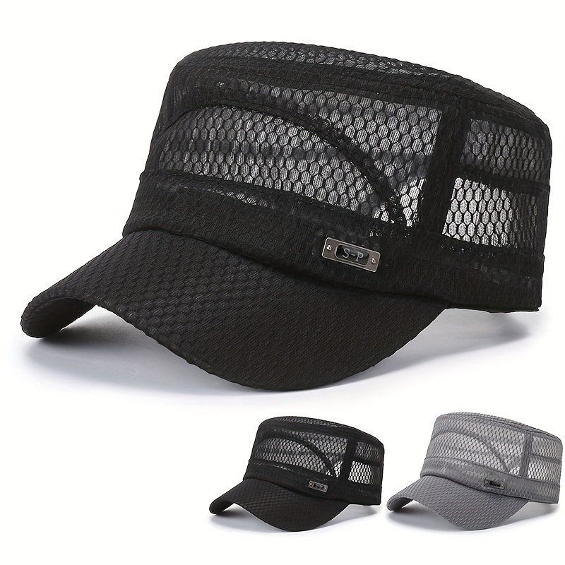 

Cool Business Classic Flat Top Baseball Cap, Whole Breathable Mesh Summer Sports Trucker Hat, Snapback Hat For Casual Leisure Outdoor