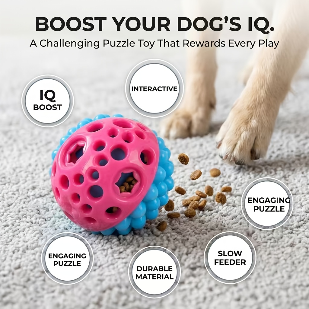 TEMU Dog Toy With A Dual-layer Innovative Structure: An Upper Layer Featuring A Hollow Cage Ball And A Lower Layer With Soft Rubber , Double The Chew