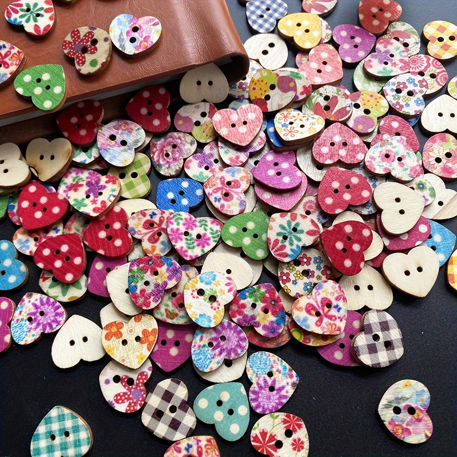 

Boutons en Bois d'Inspiration Vintage, 20/50pcs - Designs de Cœurs et d' pour la Couture DIY et le